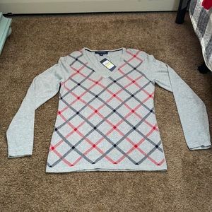 Gray, patterned sweater